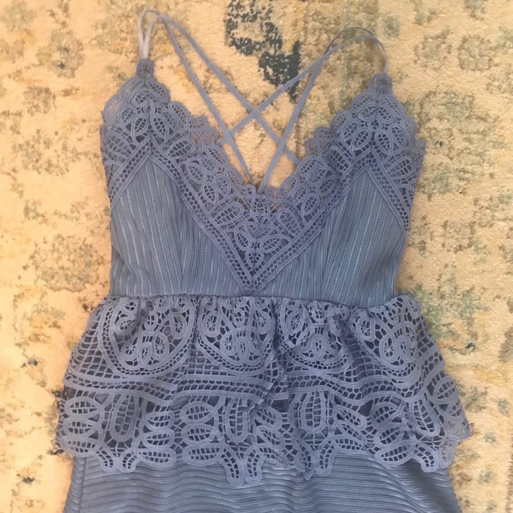 'Winnie' Lavender Blue Bustier Crochet Lace Dress